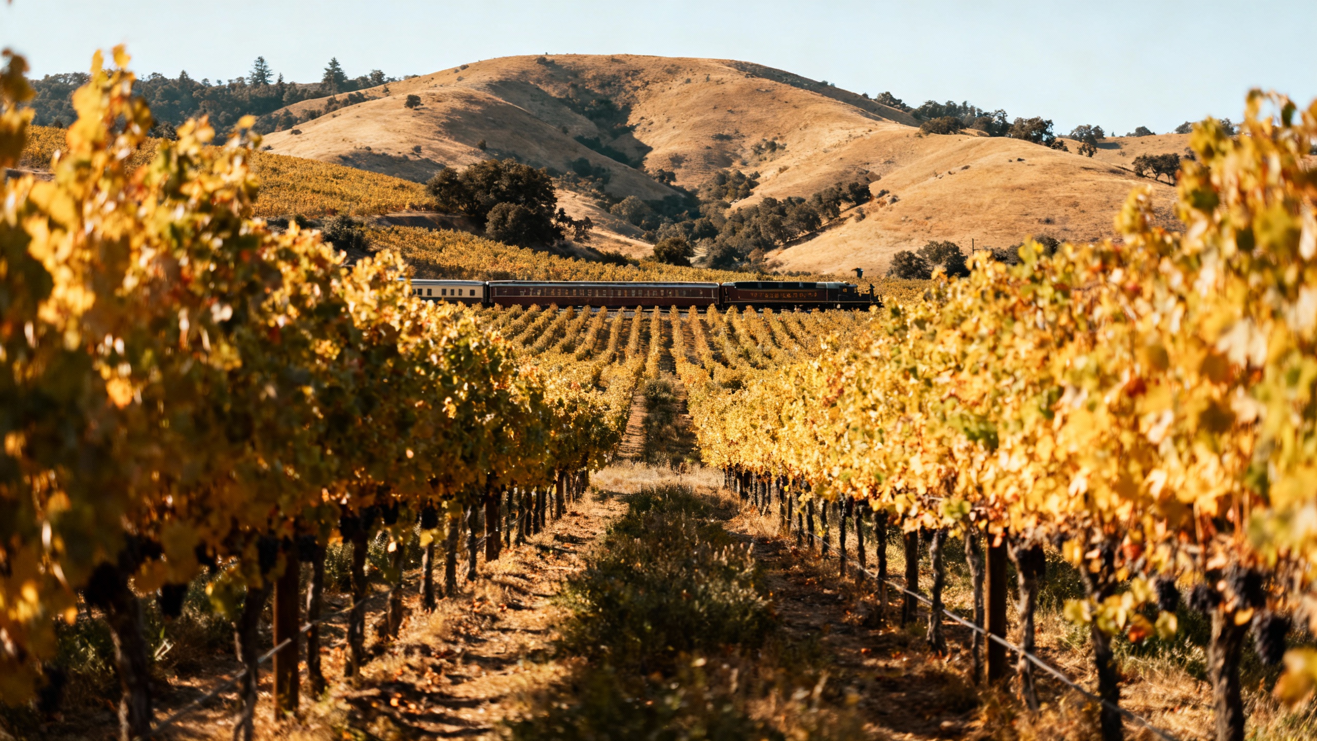Napa Valley Wine Train vineyards rolling hills