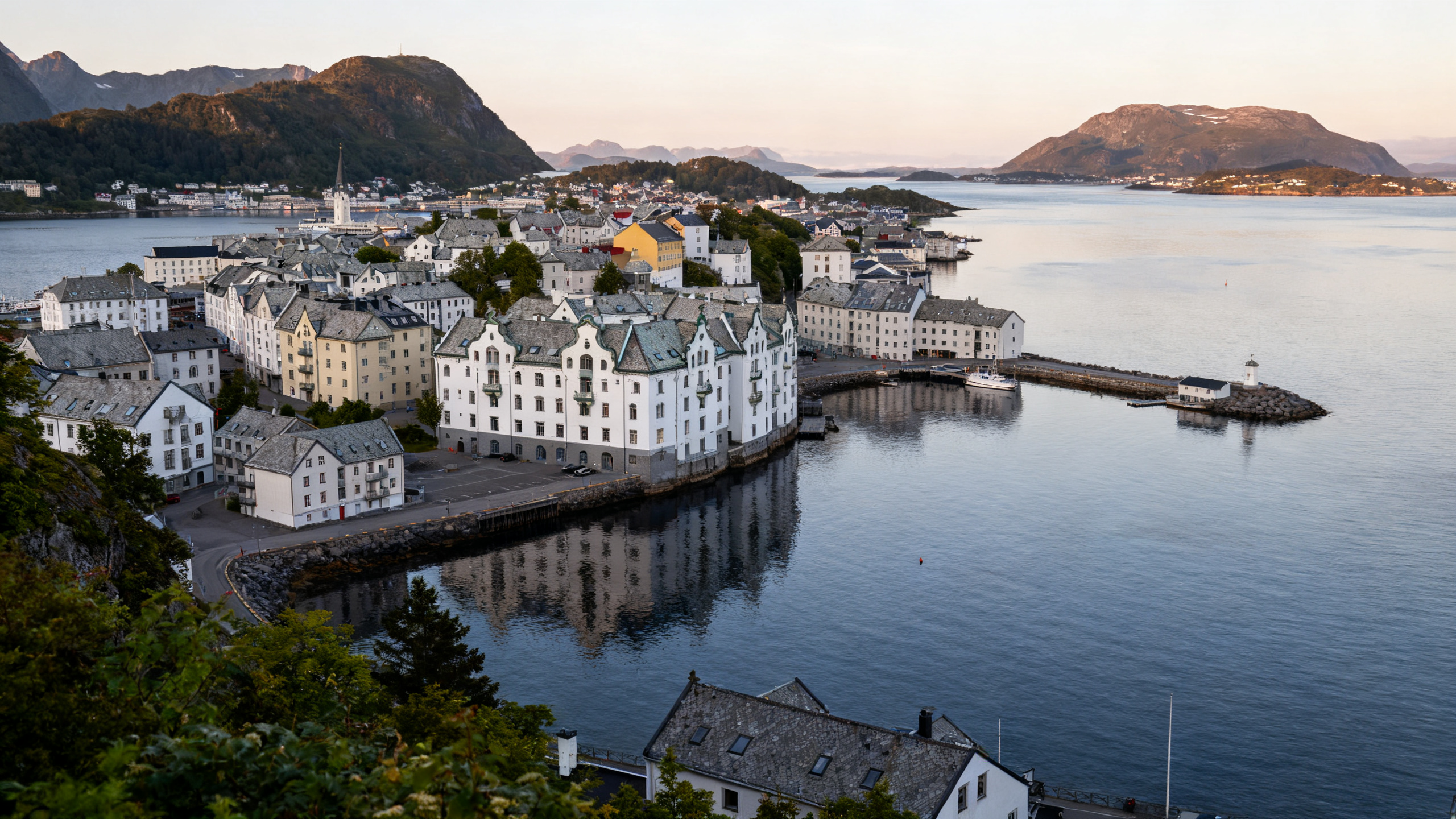 Ålesund Art Nouveau buildings coastal view Norway