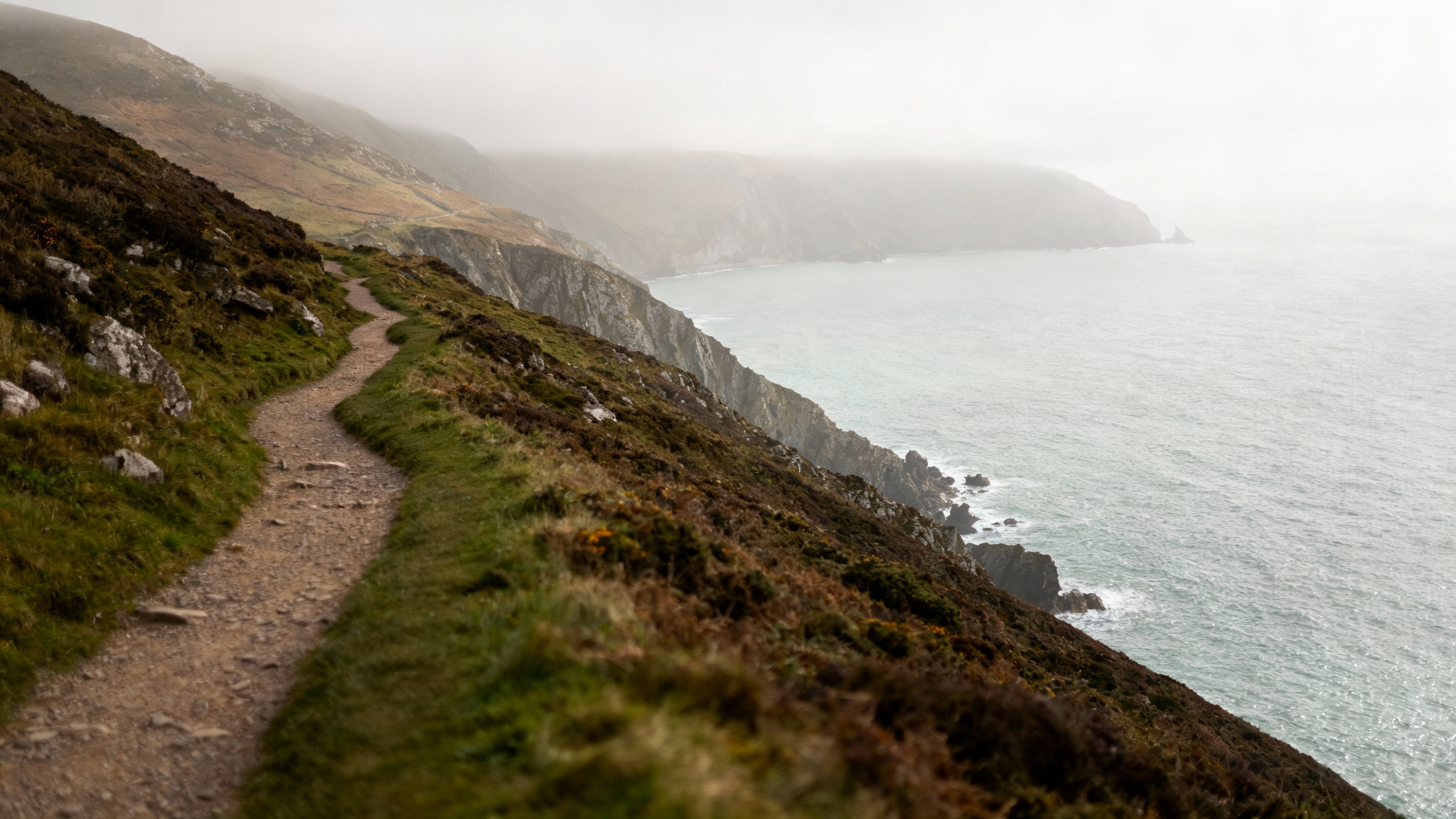 Wales coastal cliff walking trail