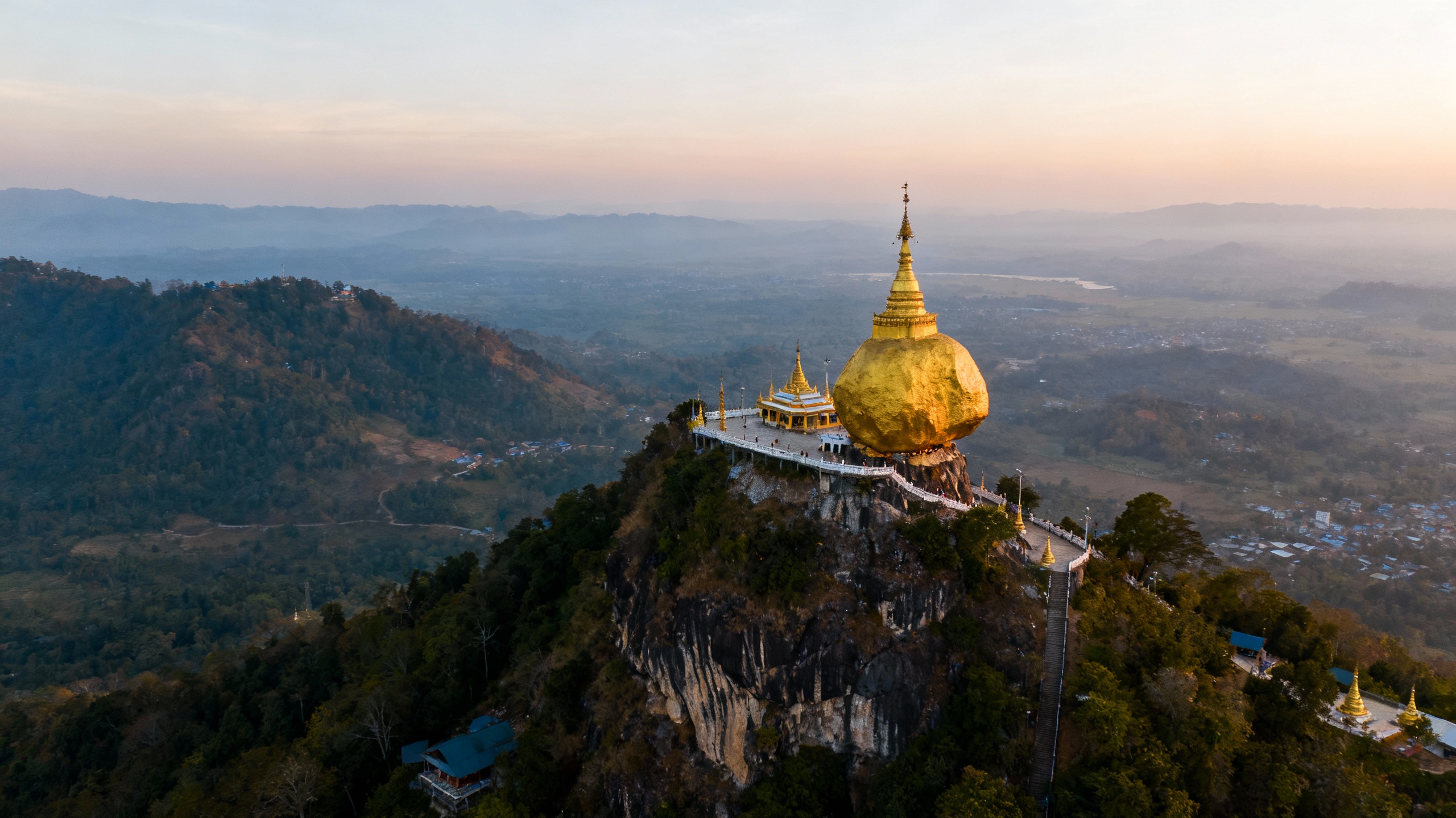 Kyaiktiyo Pagoda Myanmar Golden Rock mountain top