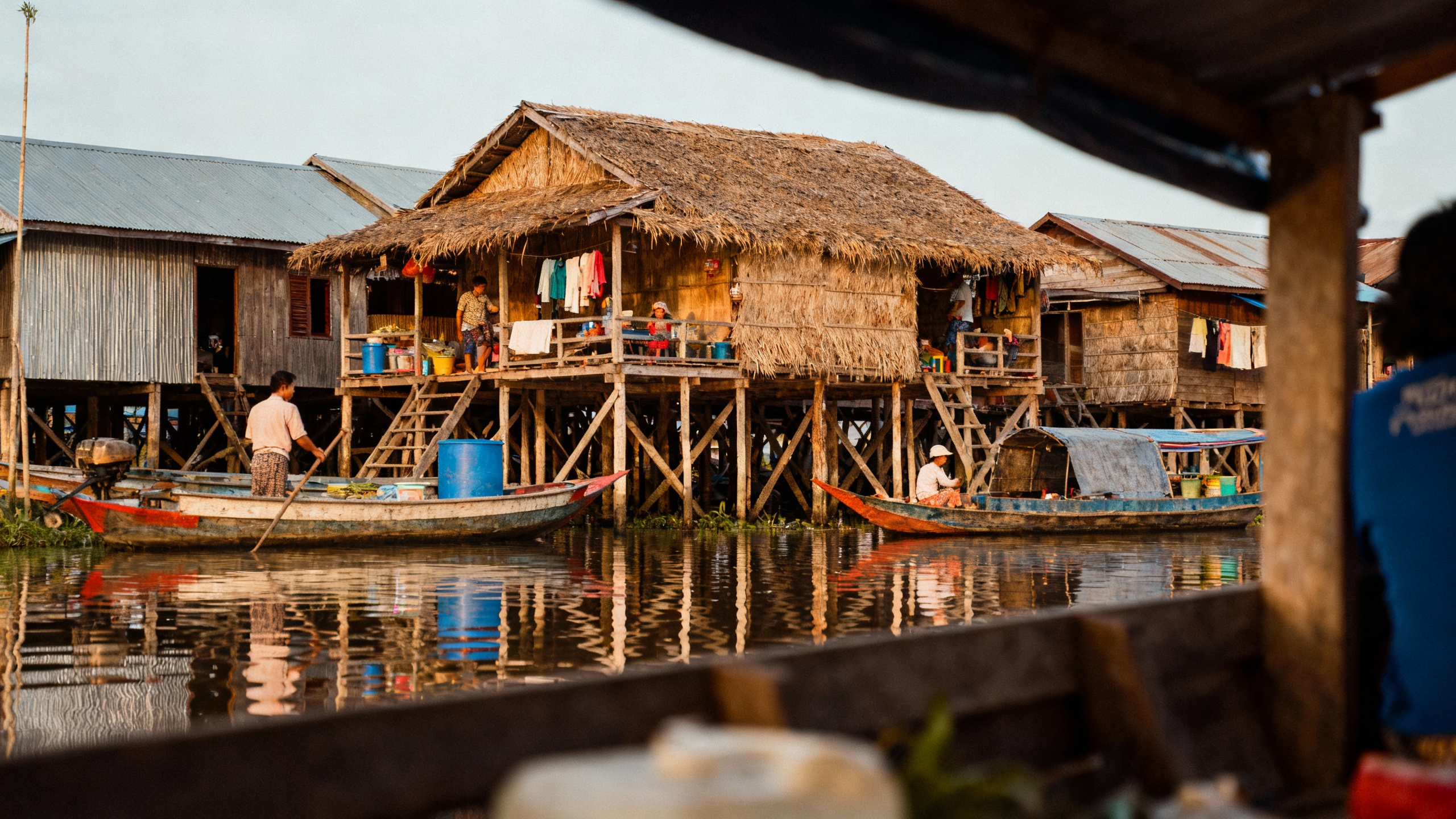 Tonle Sap Cambodia floating village houses