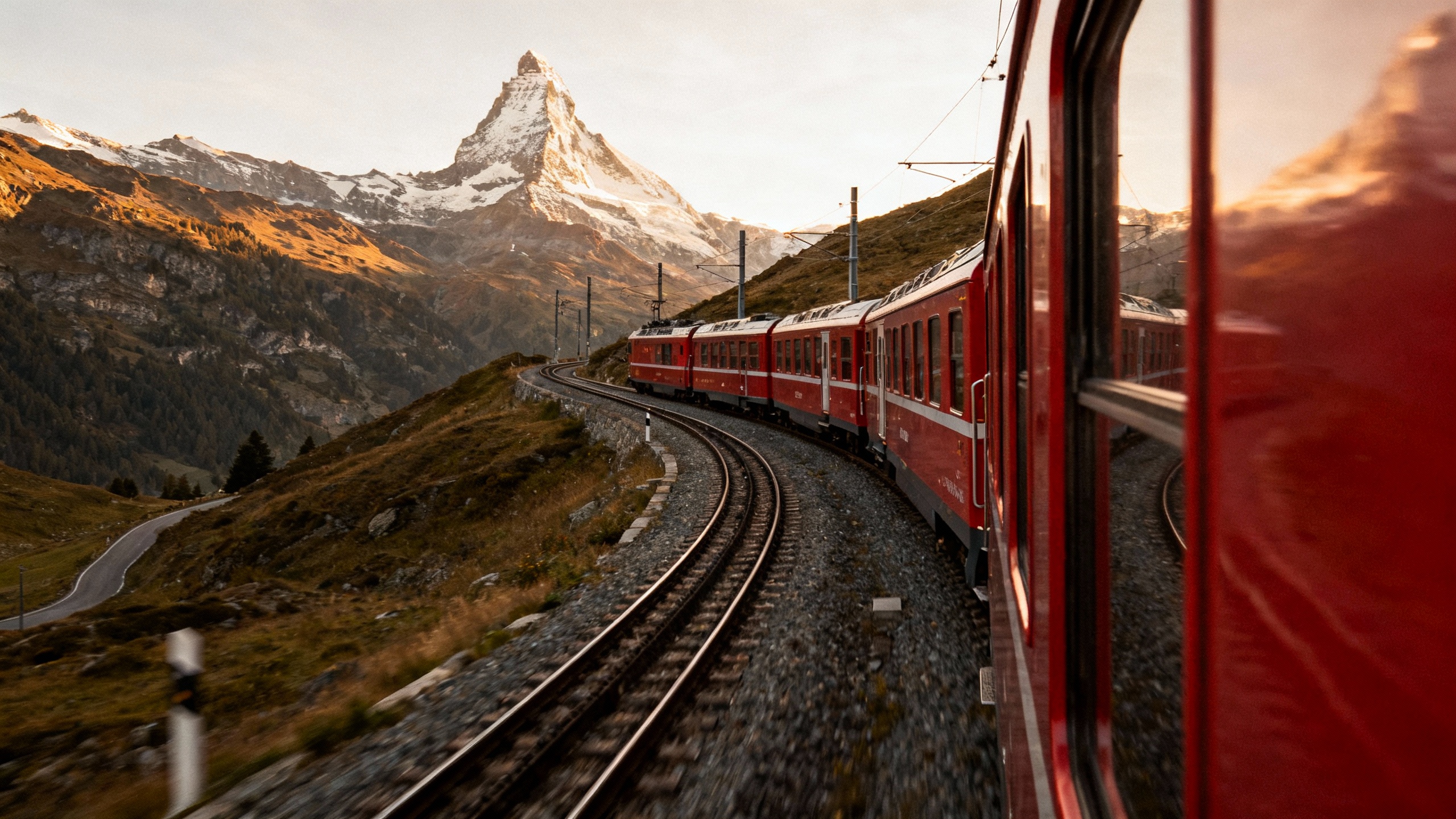 Bernina Express Swiss Alps red train