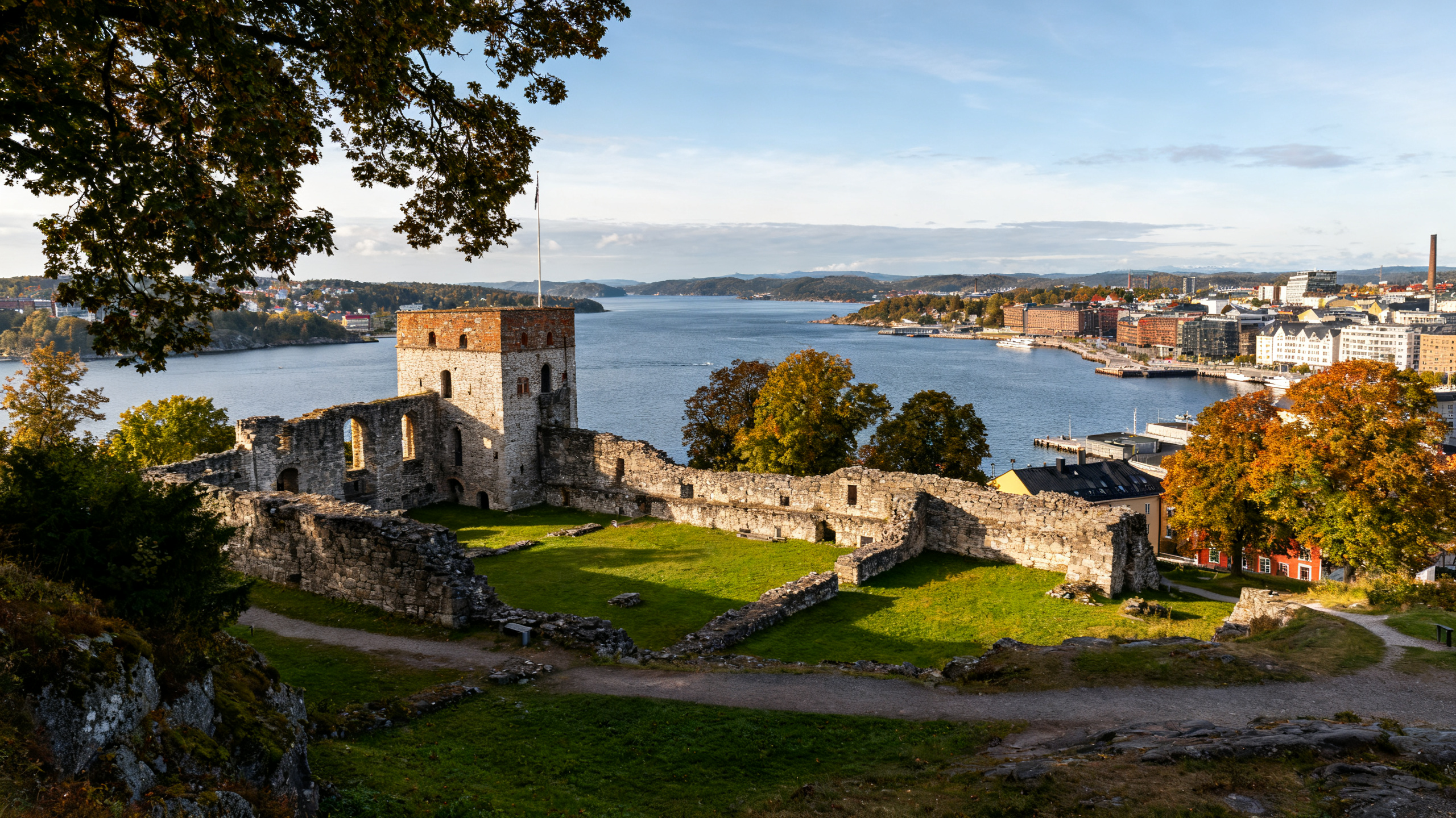 Oslo Gamlebyen medieval ruins and waterfront