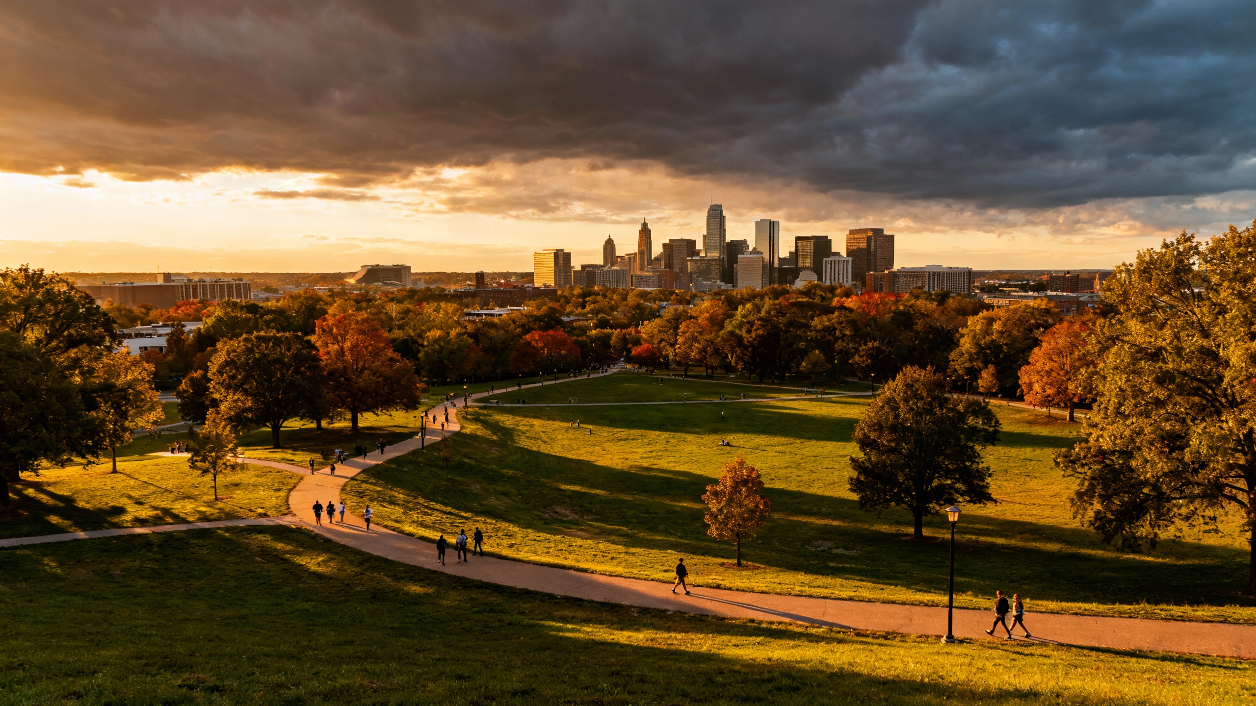 American outdoor city with parks and trails