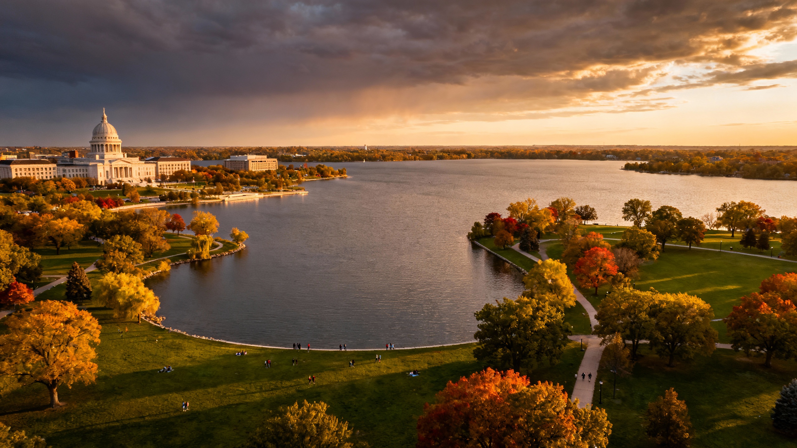 Madison Wisconsin lakes and parks from above