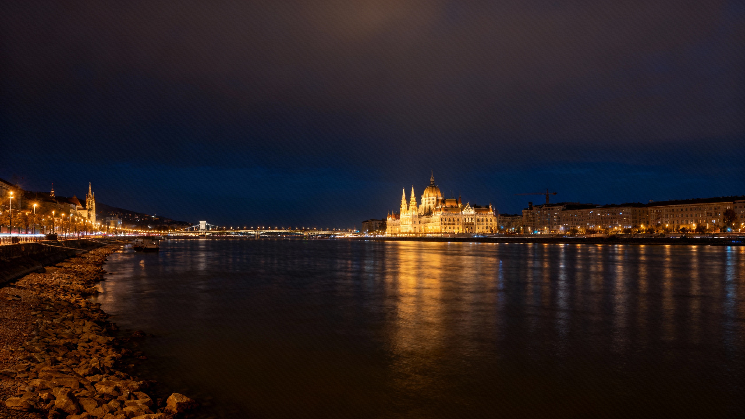 Budapest Hungary Danube river night