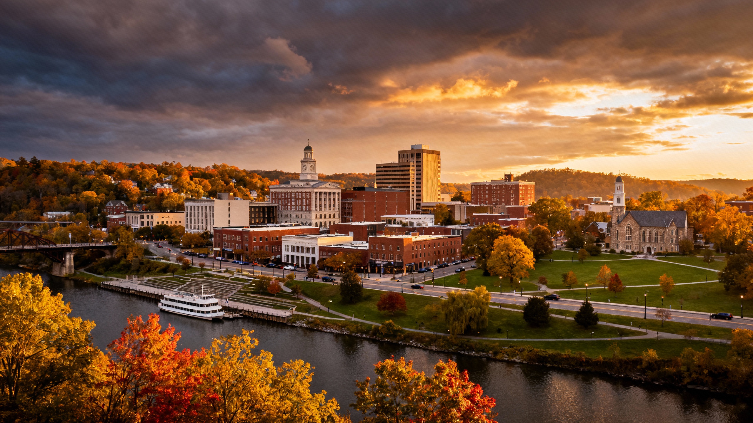 Morgantown, West Virginia university town street scene