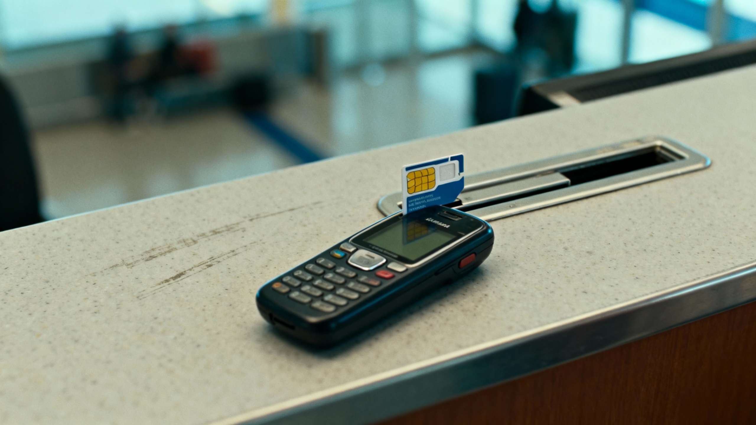 SIM card mobile phone airport counter