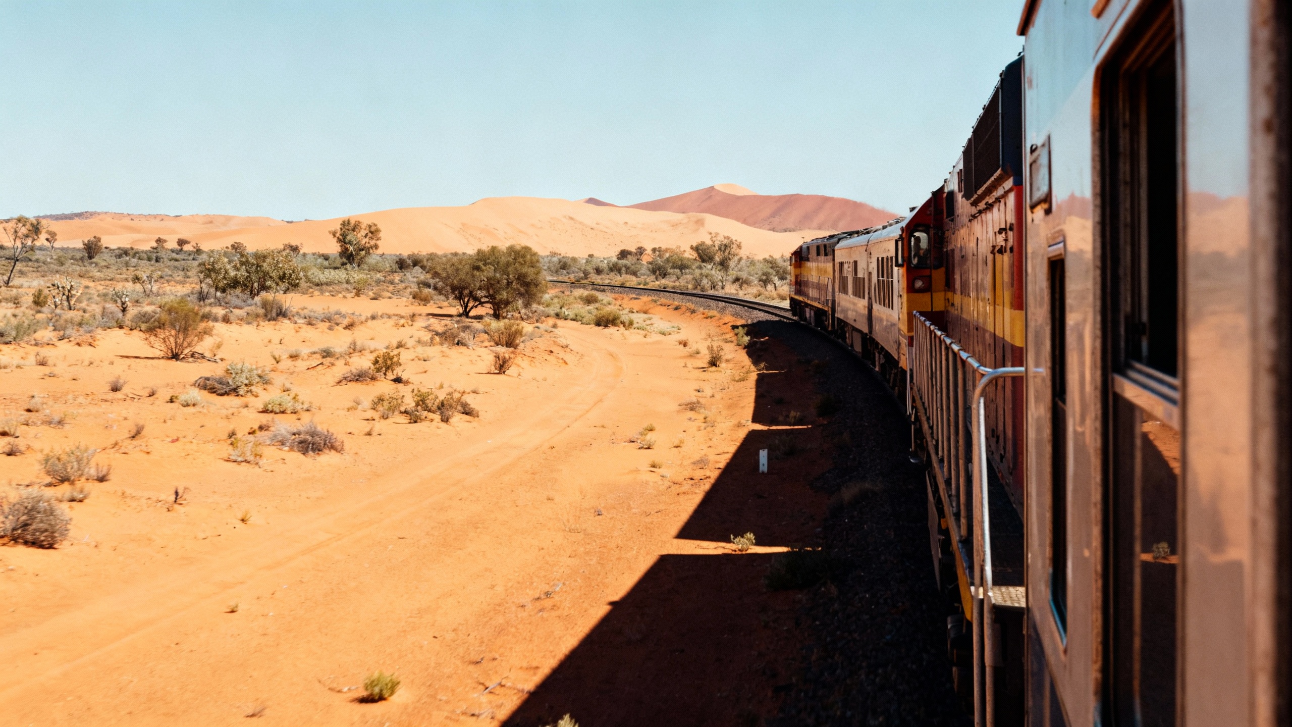 The Ghan train Australian outback desert
