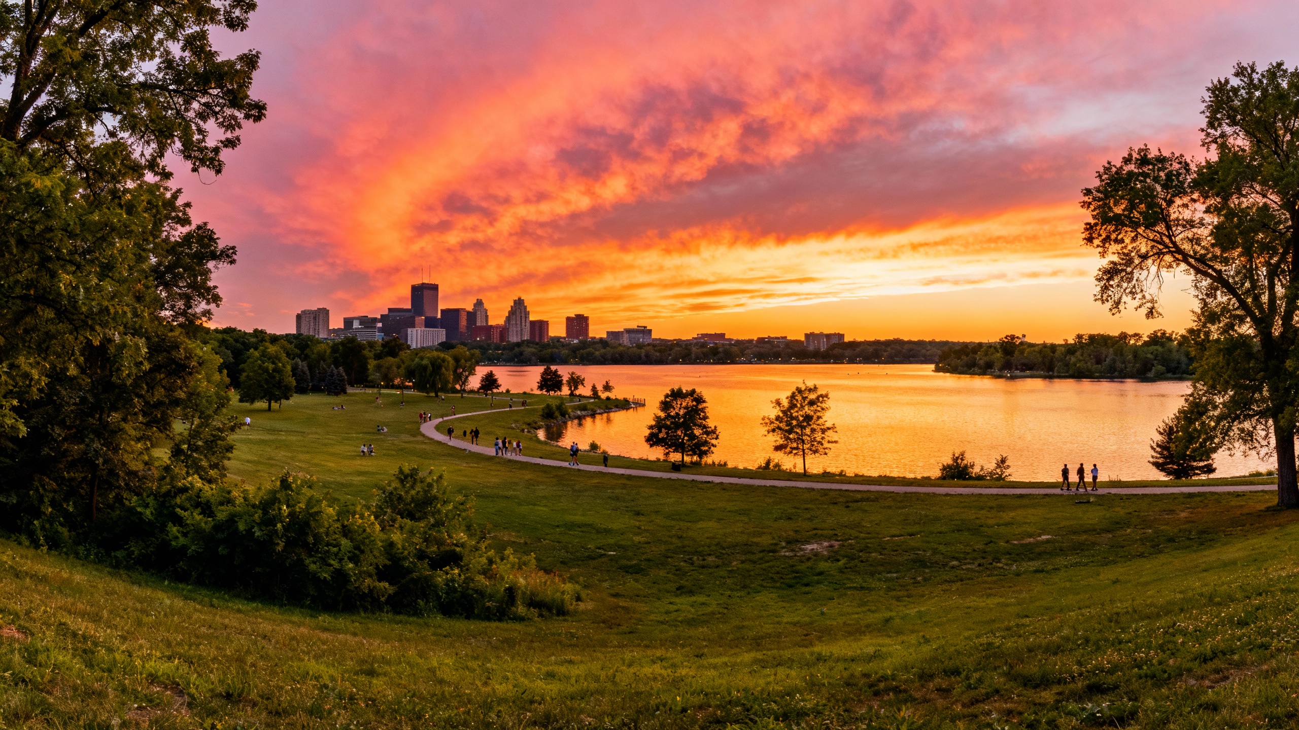 Minneapolis Minnesota Chain of Lakes park in summer