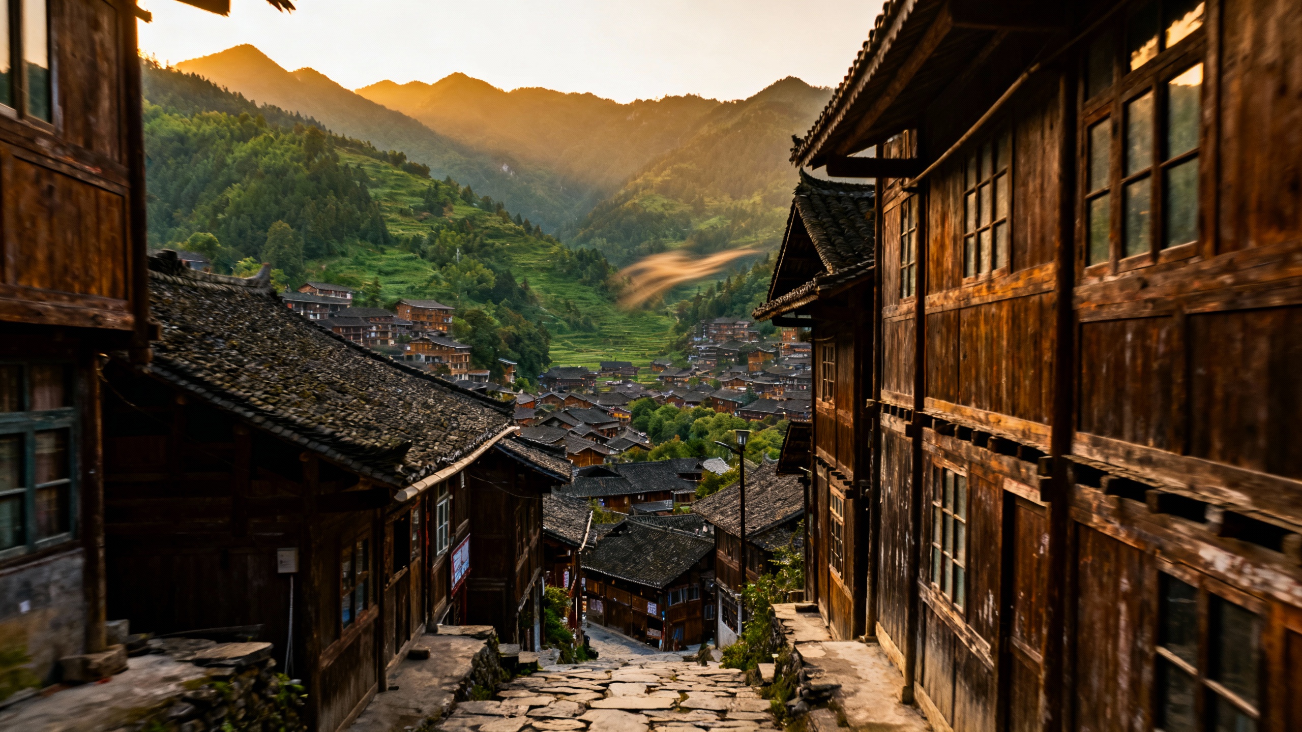Asian mountain towns scenic views travel