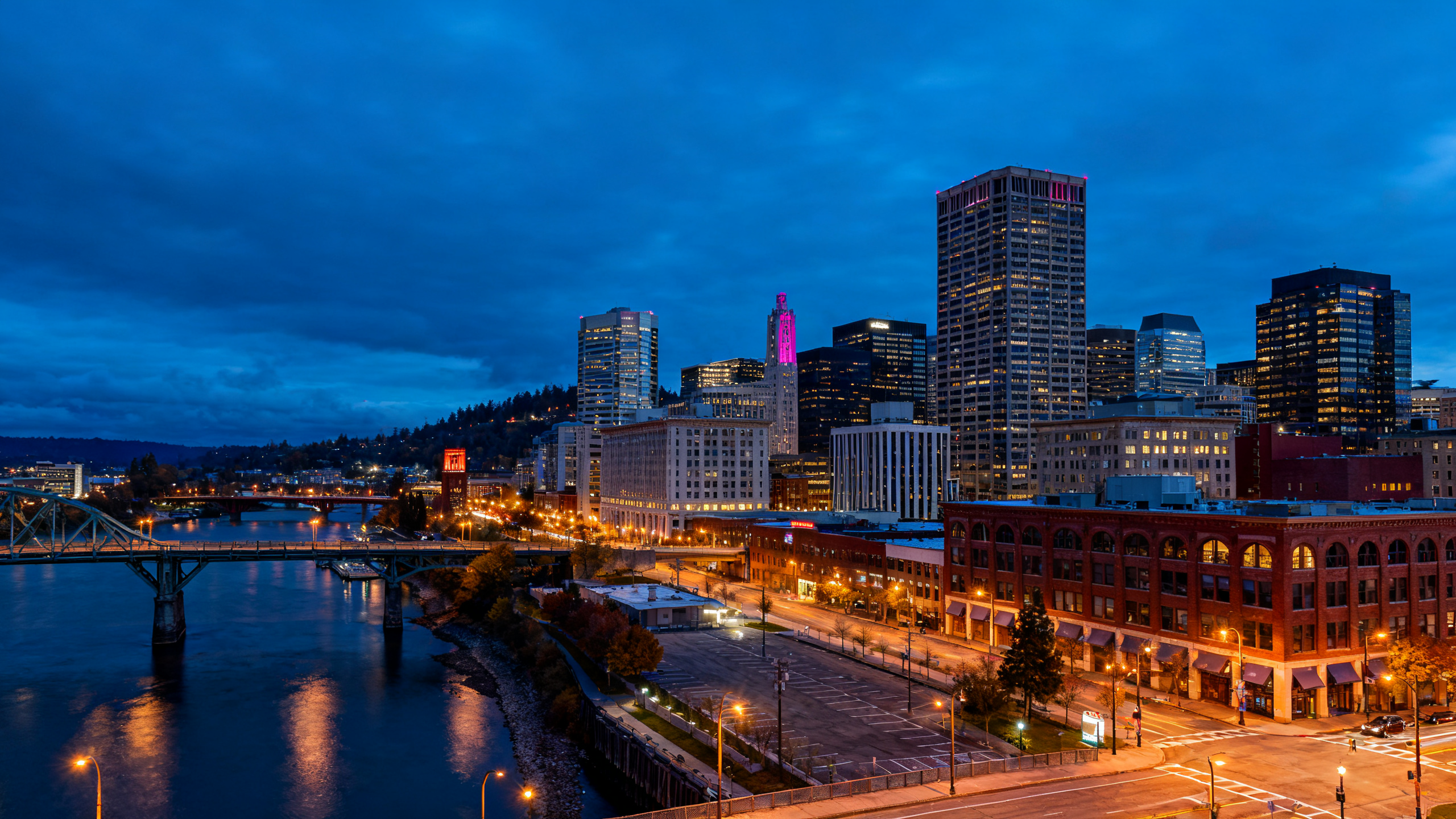 Portland city skyline river