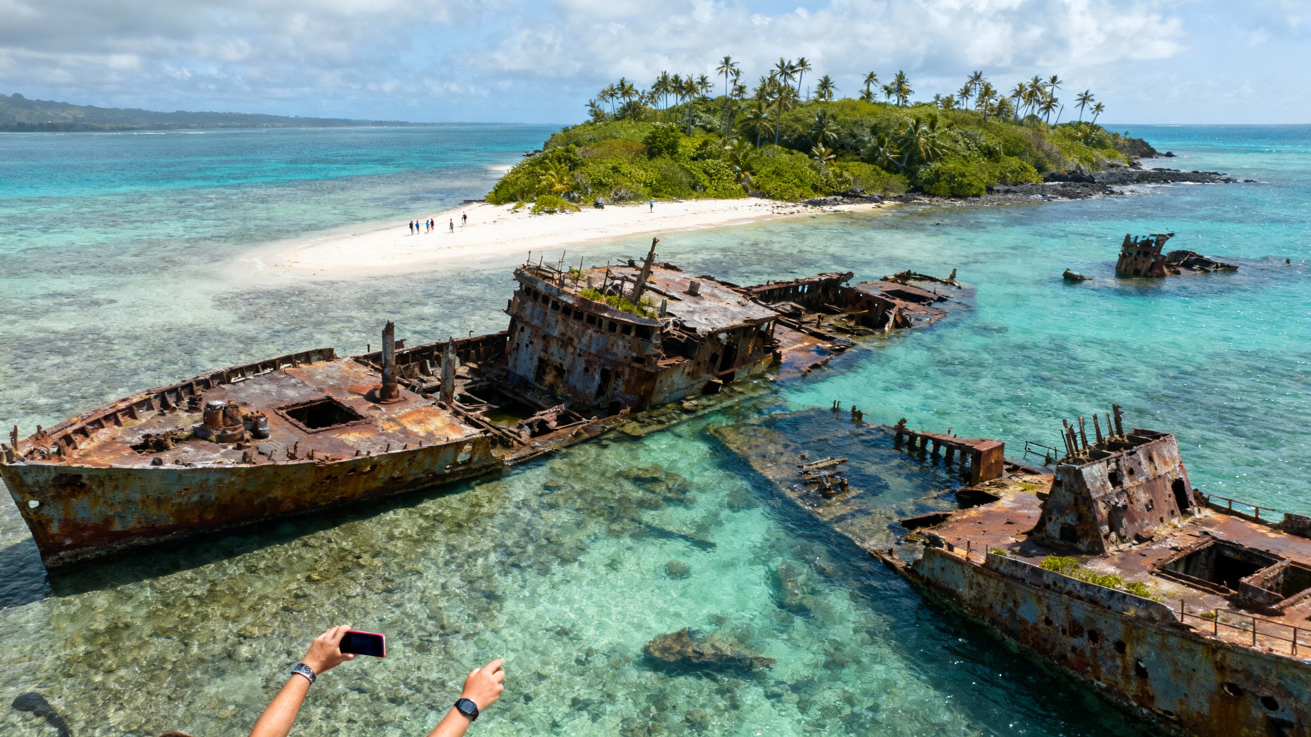 Handy Island Fiji WWII wreckage coastal site