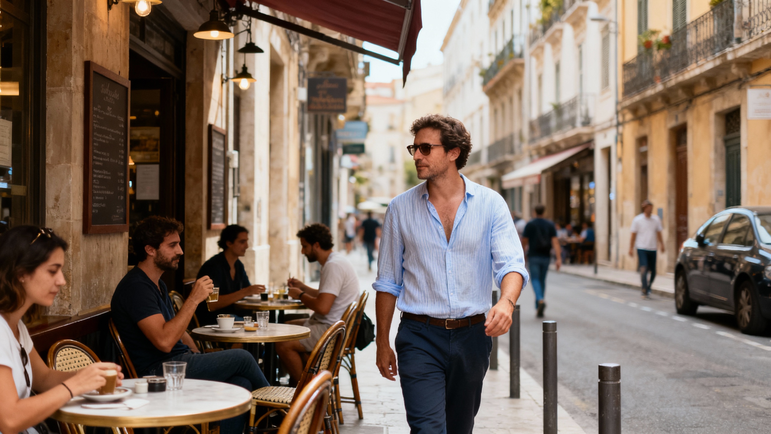 local neighborhood street with cafes