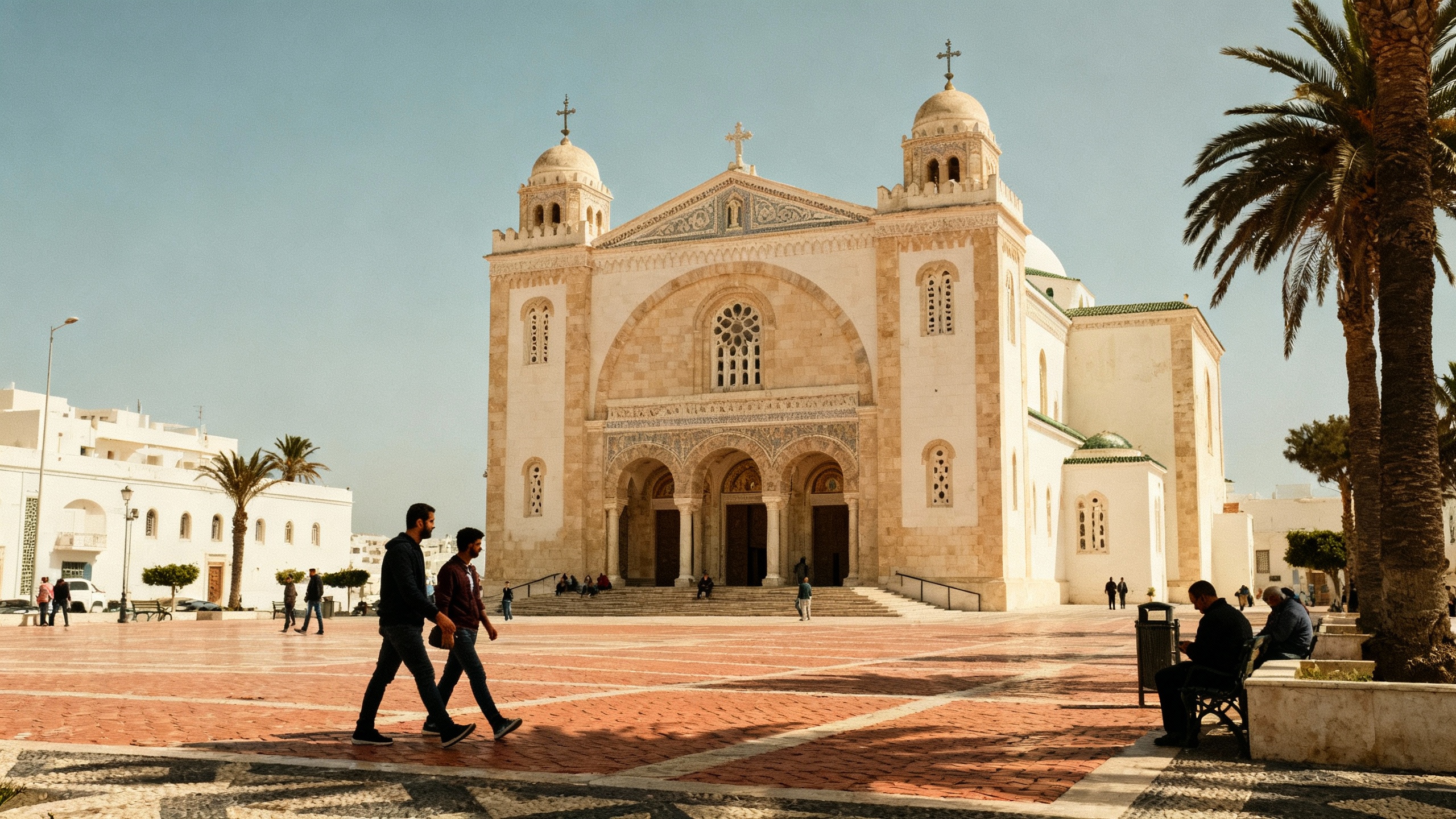 Tangier, Morocco Cathedral exterior and front plaza