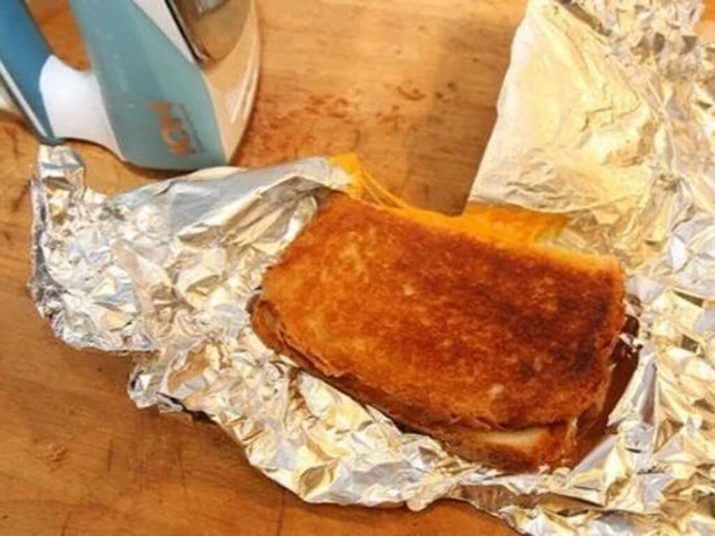 Make a Grilled Cheese Using an Iron and Foil